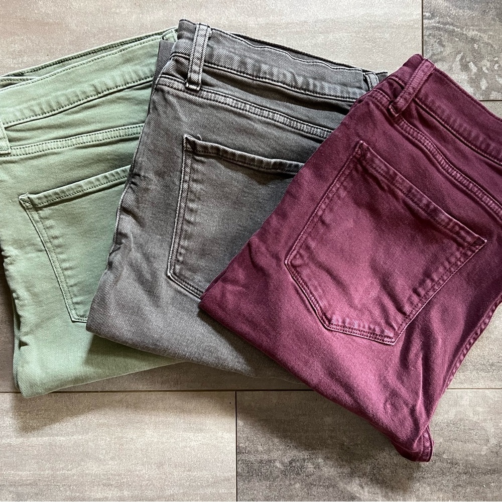 A.N.A Women's High Rise Jeans in Green, Brown, and Burgundy